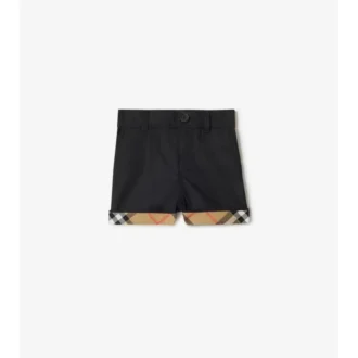 Baumwollshorts mit Karomuster und Umschlag