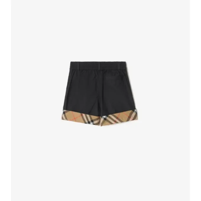 Baumwollshorts mit Karomuster und Umschlag
