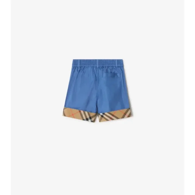 Baumwollshorts mit Karomuster und Umschlag