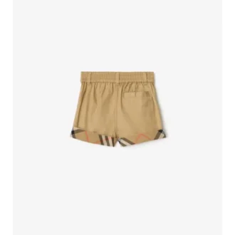 Baumwollshorts mit Karomuster und Umschlag