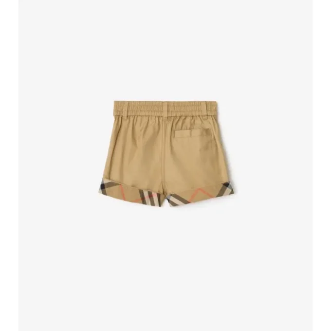 Baumwollshorts mit Karomuster und Umschlag