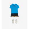 Baumwollshorts mit Karomuster und Umschlag