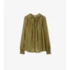 Bluse aus Seidenmisch-Samt mit Fackelmuster