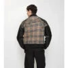 Bomberjacke aus Wolle und Leder mit Karomuster