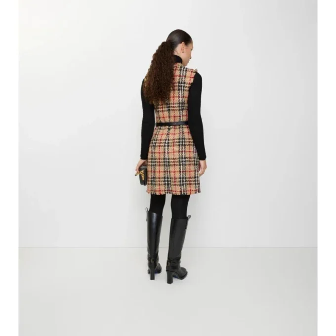 Bouclé-Kleid aus Wollmischung mit Karomuster