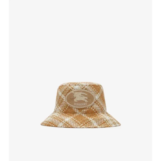 Bucket-Hut mit Raffia-Optik und Ritter-Stempel