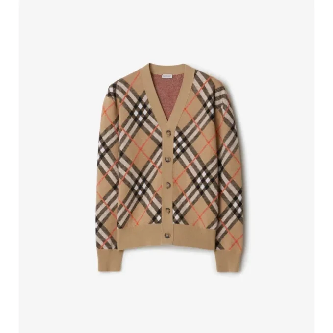 Cardigan aus Woll-Mohair-Mischung mit Karomuster