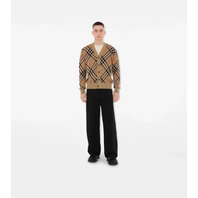 Cardigan aus Woll-Mohair-Mischung mit Karomuster