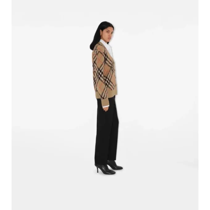 Cardigan aus Wolle-Mohair-Mischung mit Karomuster