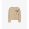 Cardigan aus Wolle und Kaschmir mit Karomuster und Schleife