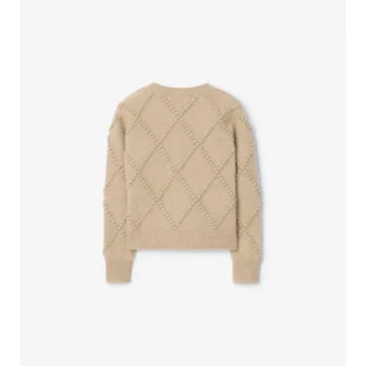 Cardigan aus Wolle und Kaschmir mit Karomuster und Schleife