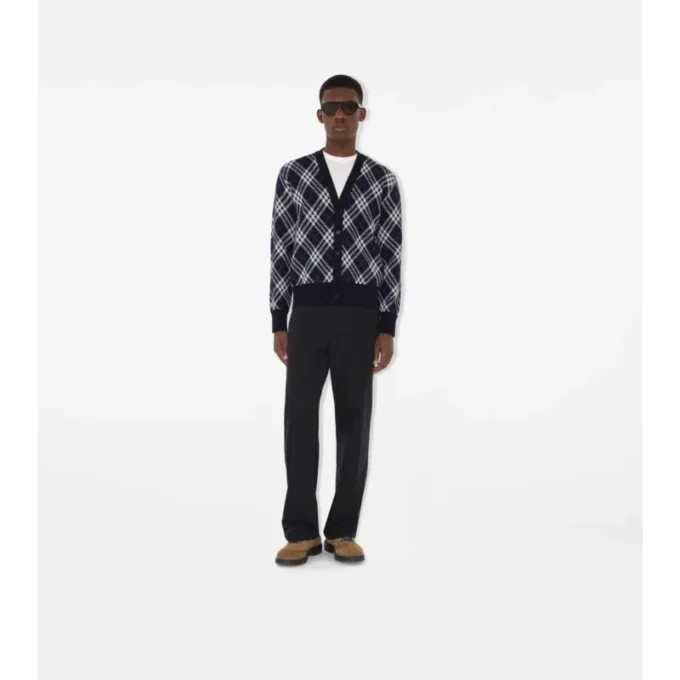Cardigan aus Wollmischung mit Karomuster