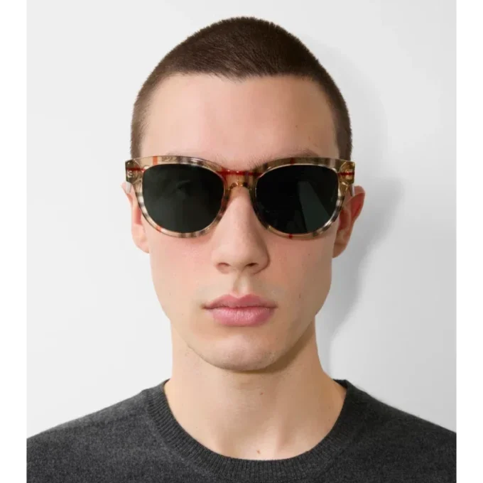 Check-Sonnenbrille mit rundem Rahmen