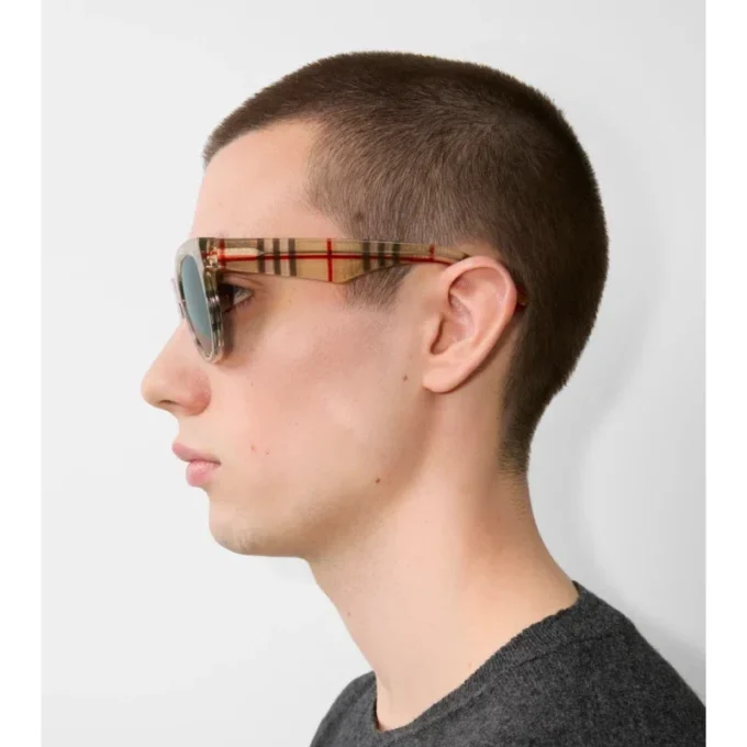 Check-Sonnenbrille mit rundem Rahmen