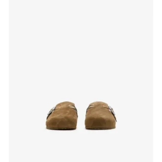 Clogs aus Wildleder mit Karomuster