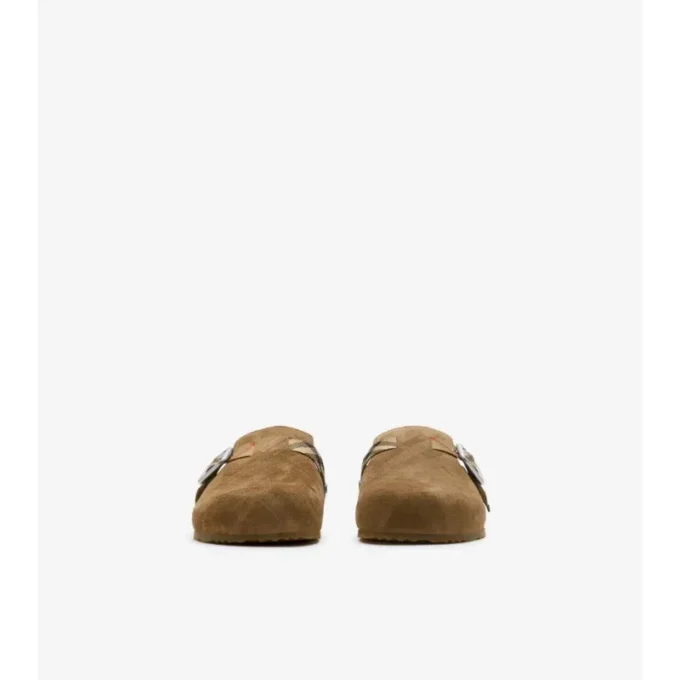 Clogs aus Wildleder mit Karomuster