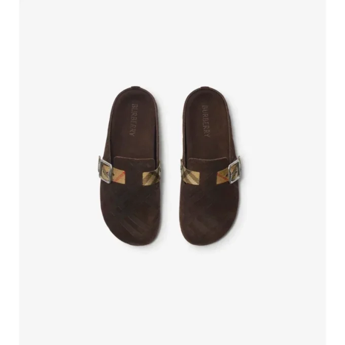 Clogs aus Wildleder mit Karomuster