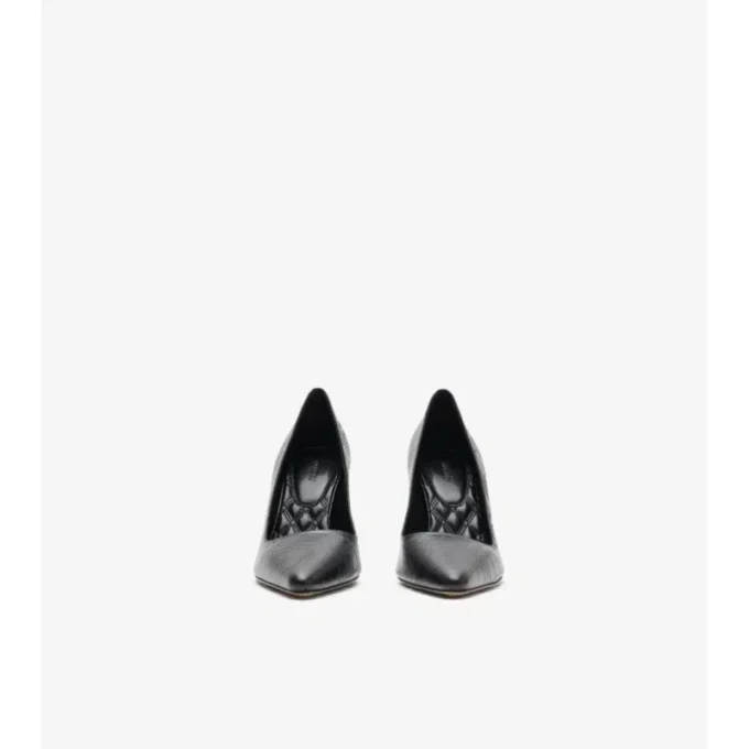 Dame High Pumps aus Leder mit Karomuster