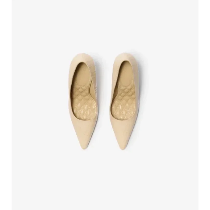 Dame High Pumps aus Leder mit Karomuster