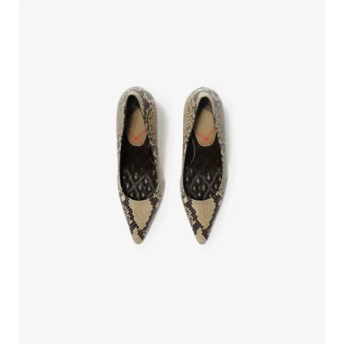 Dame High Pumps aus Leder mit Python-Print 
