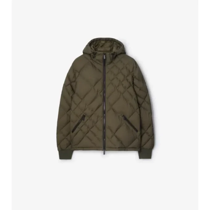 Doversgreen-Daunenjacke aus Nylon mit Karomuster