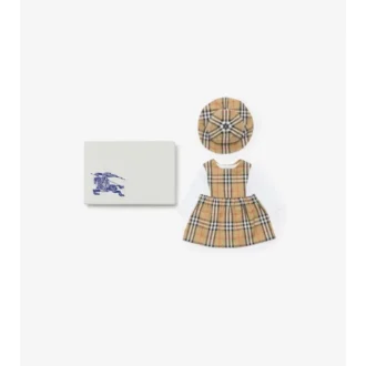 Dreiteiliges Baby-Geschenkset aus Baumwolle mit Karomuster