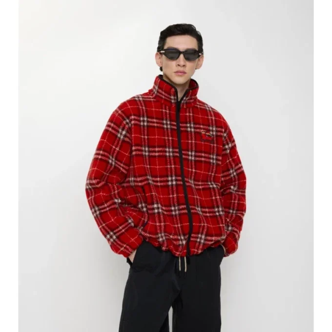 Fleece aus Woll-Kaschmir-Mischung mit Karomuster
