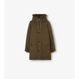 Gabardine-Parka mit Lammfellbesatz