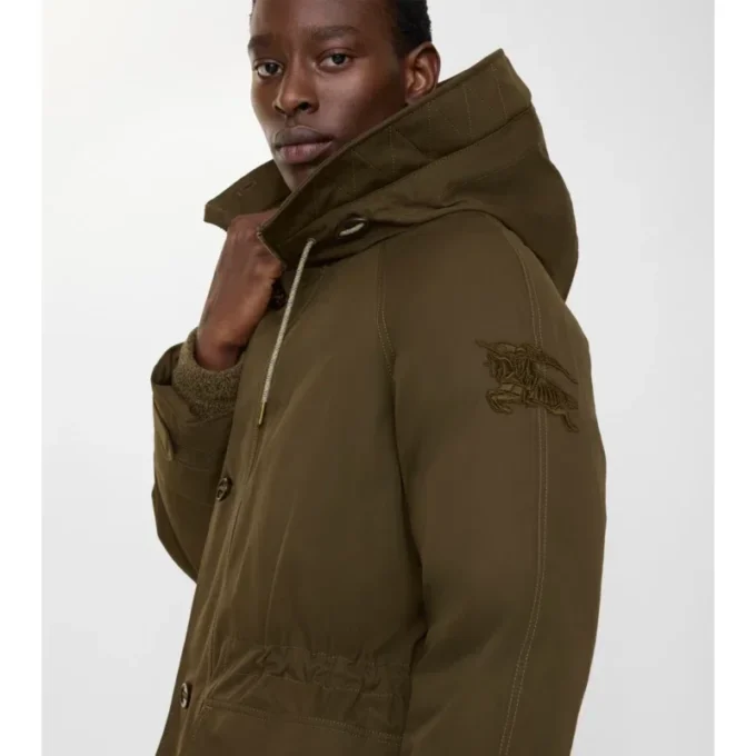 Gabardine-Parka mit Lammfellbesatz
