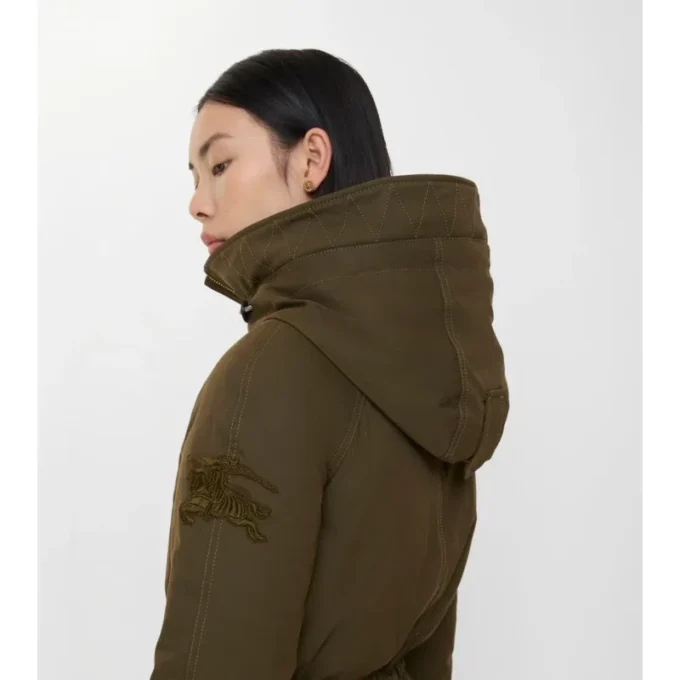 Gabardine-Parka mit Lammfellbesatz