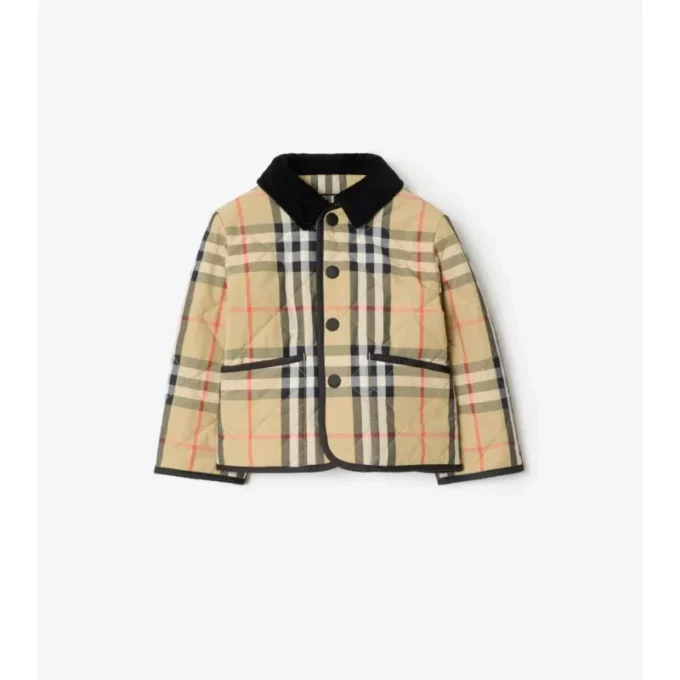 Gesteppte Nylon-Barn-Jacke mit Karomuster