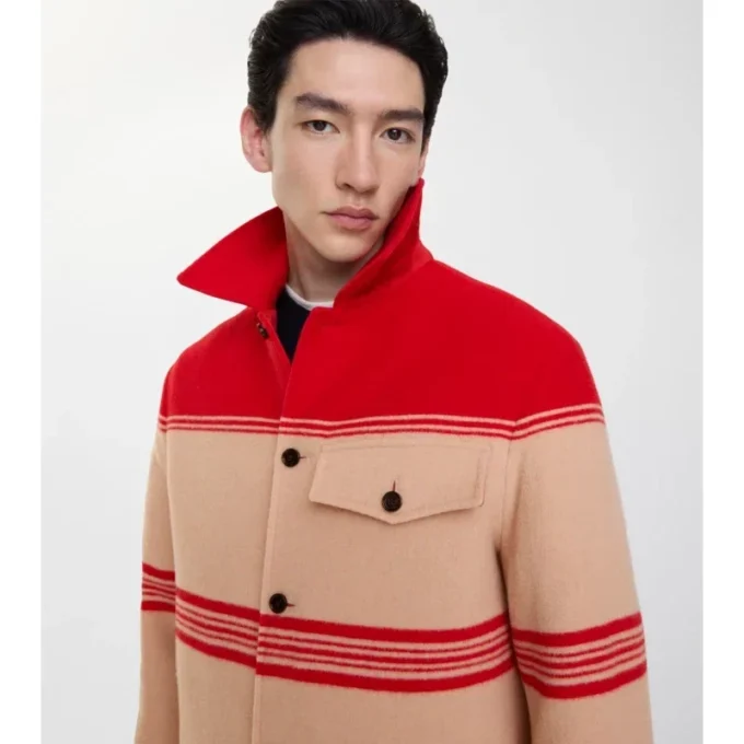 Gestreifte Jacke aus Wolle und Nylon