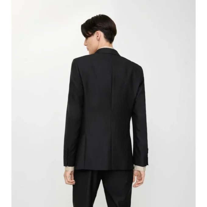 Gestreifte, maßgeschneiderte Jacke aus Wolle und Mohair