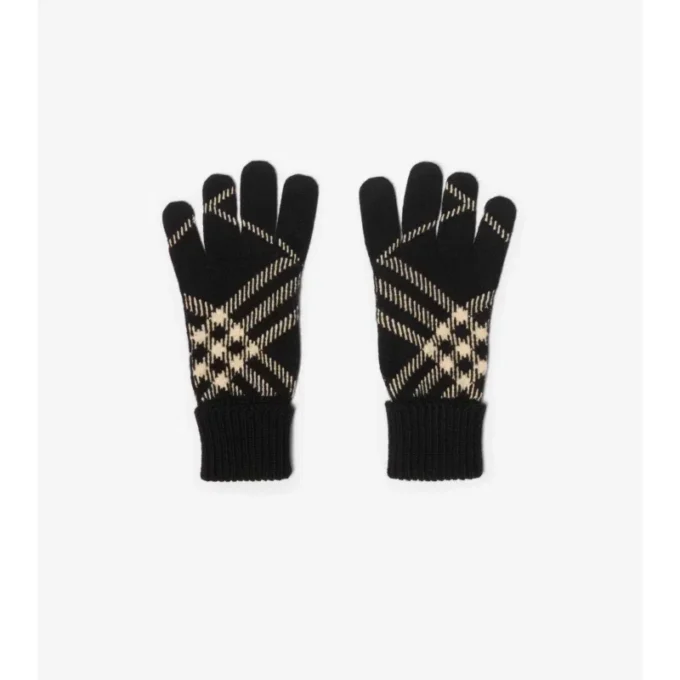 Handschuhe aus Kaschmirmischung mit Karomuster