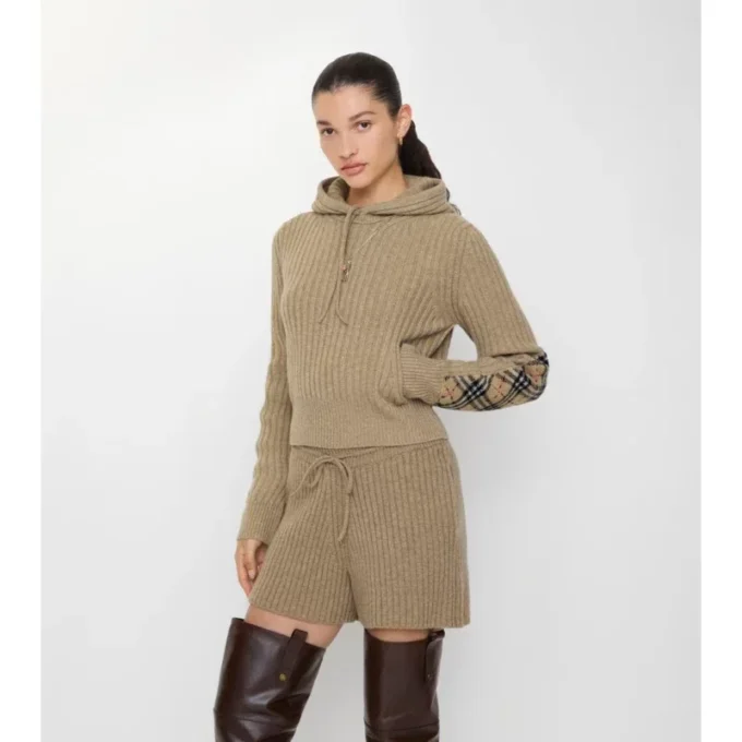 Hoodie aus Wolle und Kaschmir mit Karomuster