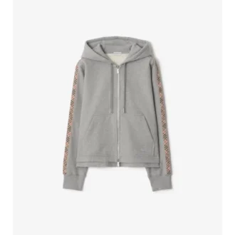 Hoodie mit Reißverschluss und Karobordüre