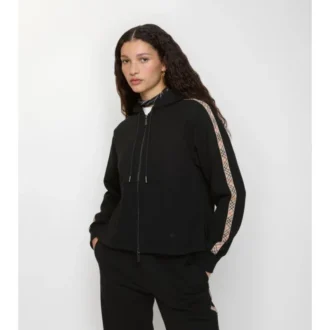 Hoodie mit Reißverschluss und Karobordüre