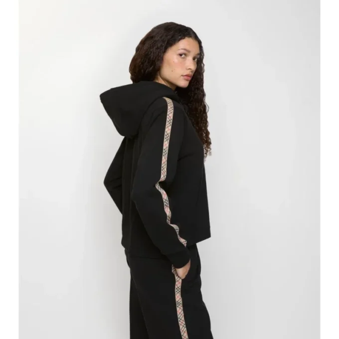 Hoodie mit Reißverschluss und Karobordüre