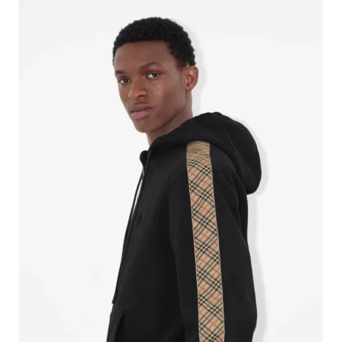 Hoodie mit Reißverschluss und Karomuster aus Baumwolle