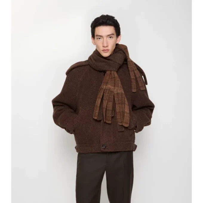 Jacke aus Wollmischung mit abnehmbarem Schal