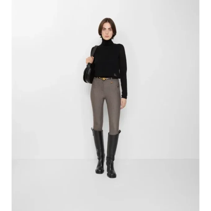 Jodhpurs aus Stretch-Baumwolle mit Fischgrätenmuster