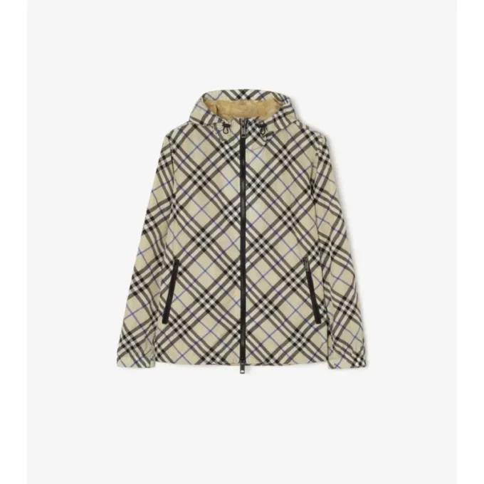 Kapuzenjacke aus Nylon mit Karomuster