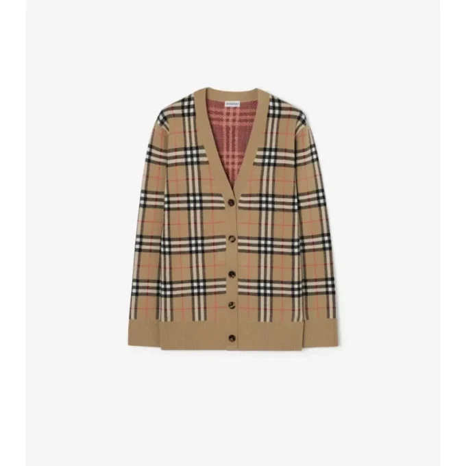 Karierte Baumwoll-Strickjacke