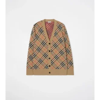 Karierte Baumwoll-Strickjacke