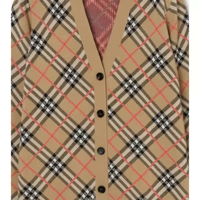 Karierte Baumwoll-Strickjacke