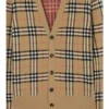 Karierte Baumwoll-Woll-Strickjacke