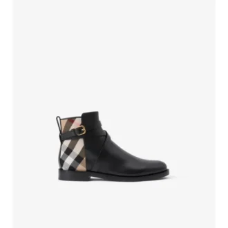Karierte Stiefel aus Leder