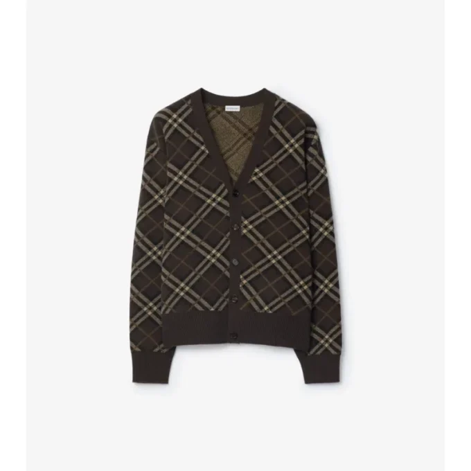 Karierte Strickjacke aus Wolle und Kaschmir
