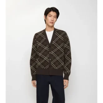 Karierte Strickjacke aus Wolle und Kaschmir