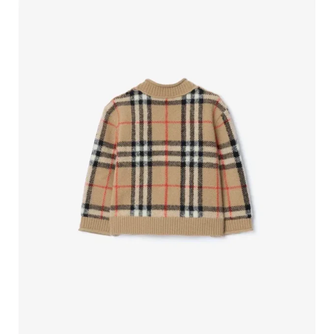 Karierte Strickjacke aus Wolle und Kaschmir